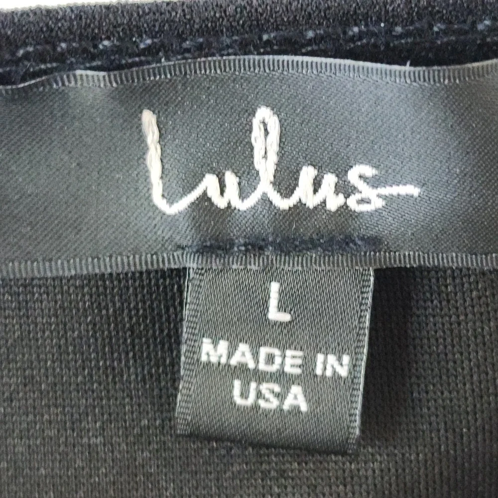 Lulus Reinette Black Wrap Midi‎ Dress Bodycon Cocktail Size L NWT